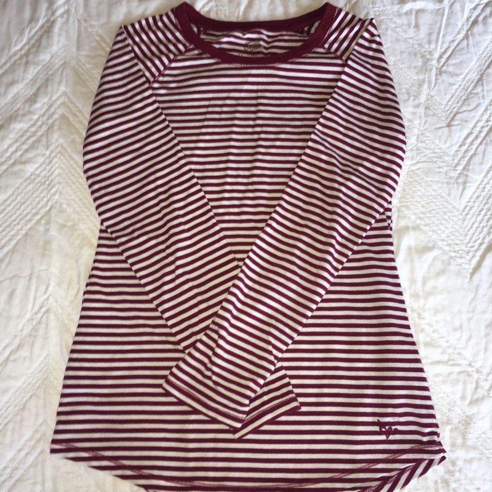 Burgundy and White striped shirt